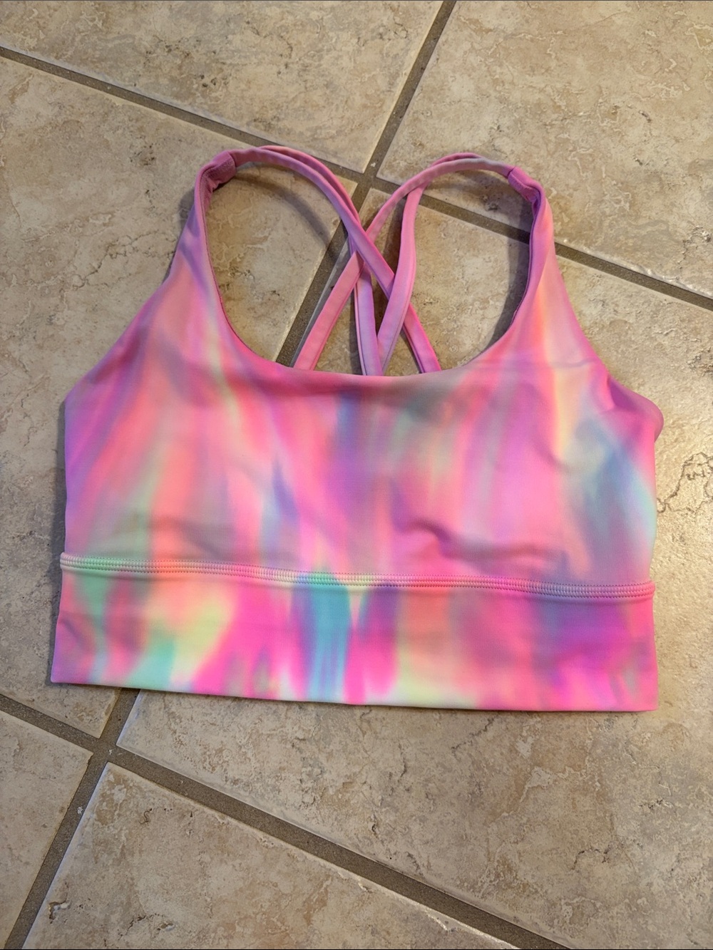 lululemon athletica Pastel Pink Multi Tie-Dye Crossback Sports Bra